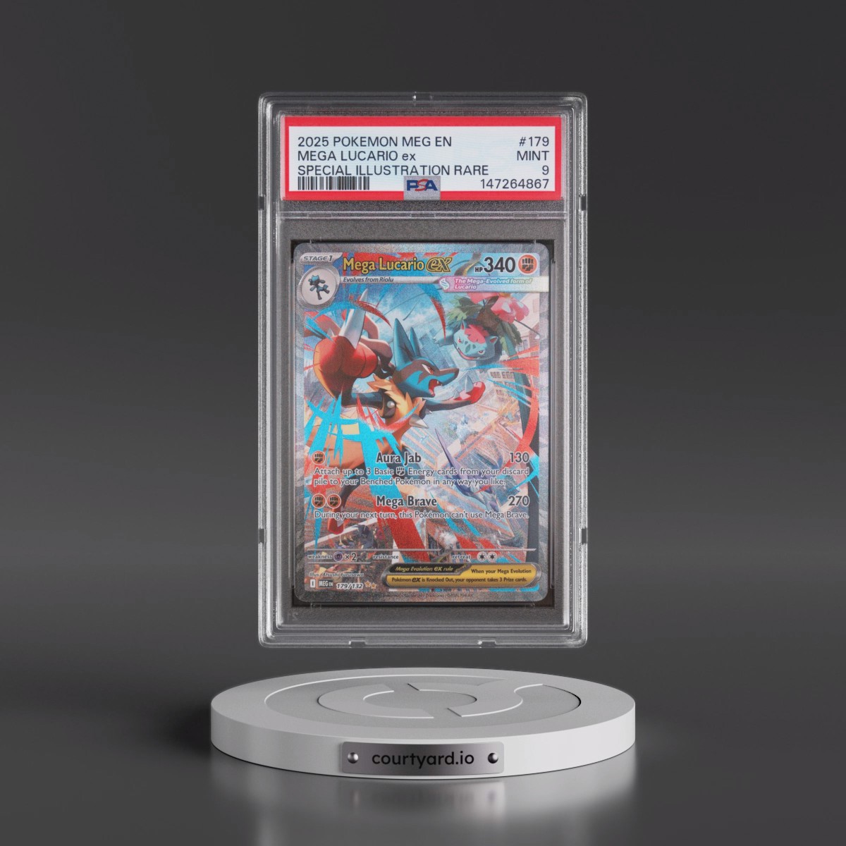 2025 Pokémon Meg EN-Mega Evolution #179 Mega Lucario EX - Holo Special Illustration Rare (PSA 9 MINT)