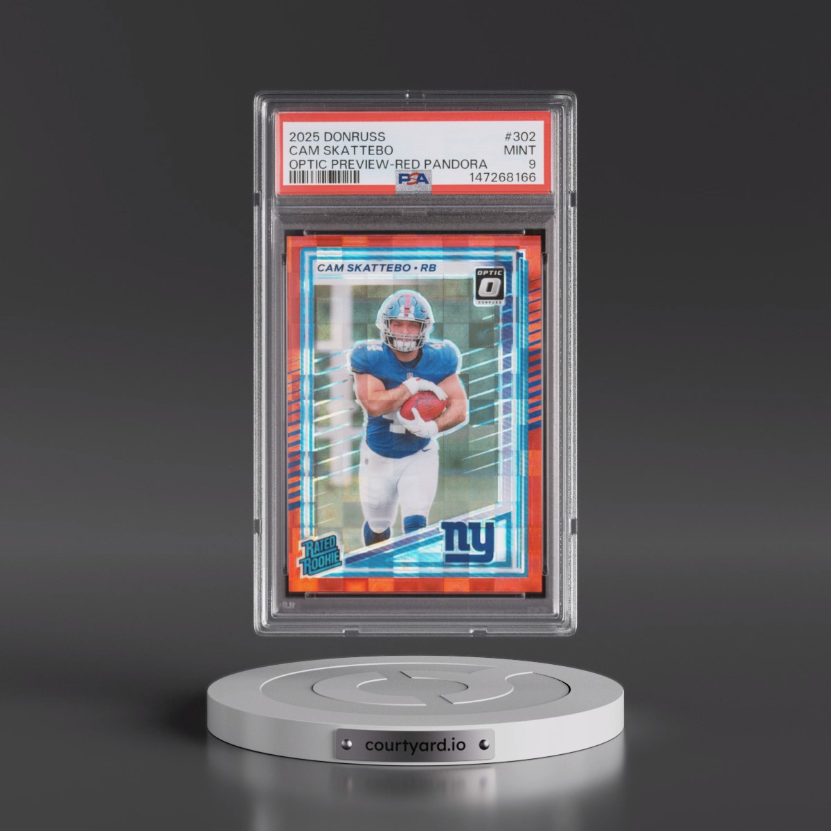 2025 Panini Donruss #302 Cam Skattebo - Optic Preview-Red Pandora (PSA 9 MINT)