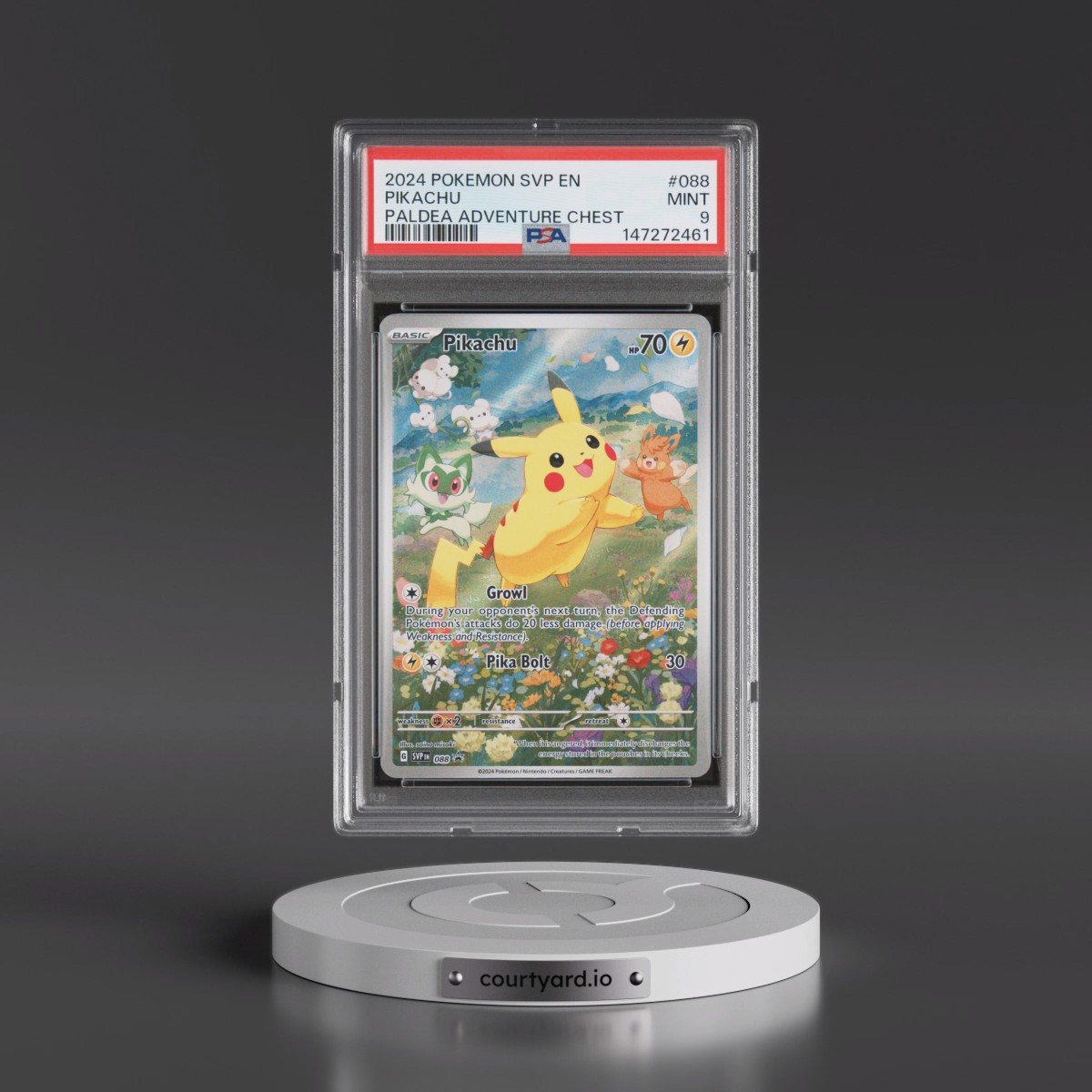 2024 Pokémon Svp EN-SV Black Star Promo #088 Pikachu - Paldea Adventure Chest (PSA 9 MINT)