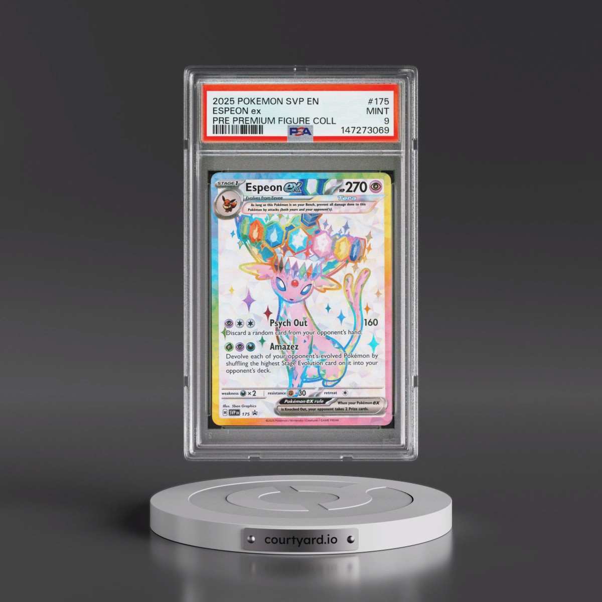 2025 Pokémon Svp EN-SV Black Star Promo #175 Espeon EX - Holo Prismatic Evolutions Premium Figure Collection (PSA 9 MINT)