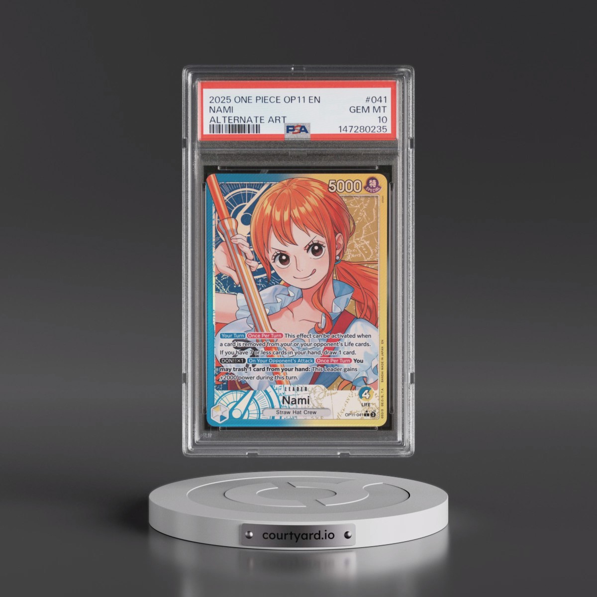 2025 One Piece OP11-A Fist of Divine Speed #041 Nami - Alternate Art (PSA 10 GEM MINT)
