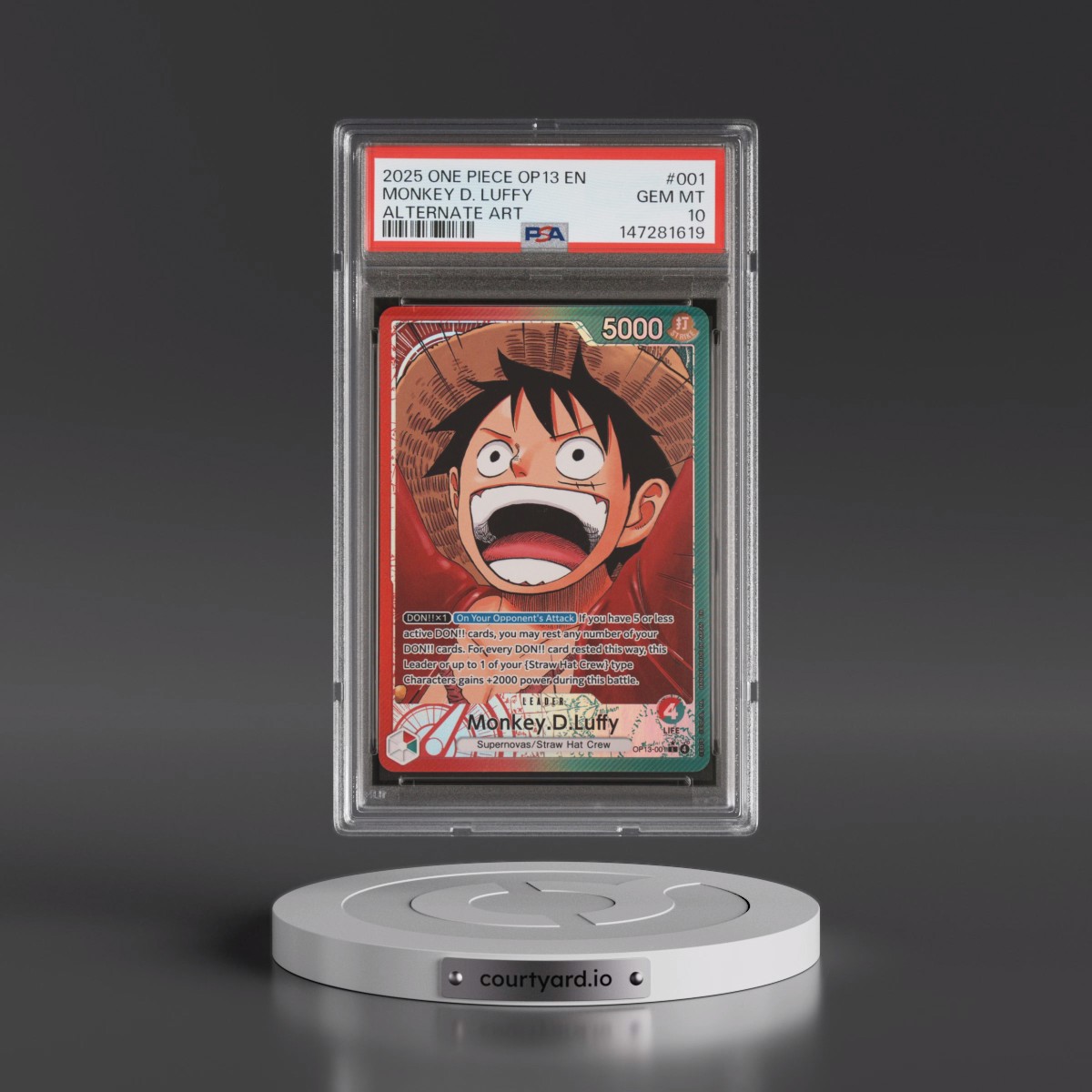 2025 One Piece OP13-Carrying on His Will #001 Monkey D. Luffy - Alternate Art (PSA 10 GEM MINT)