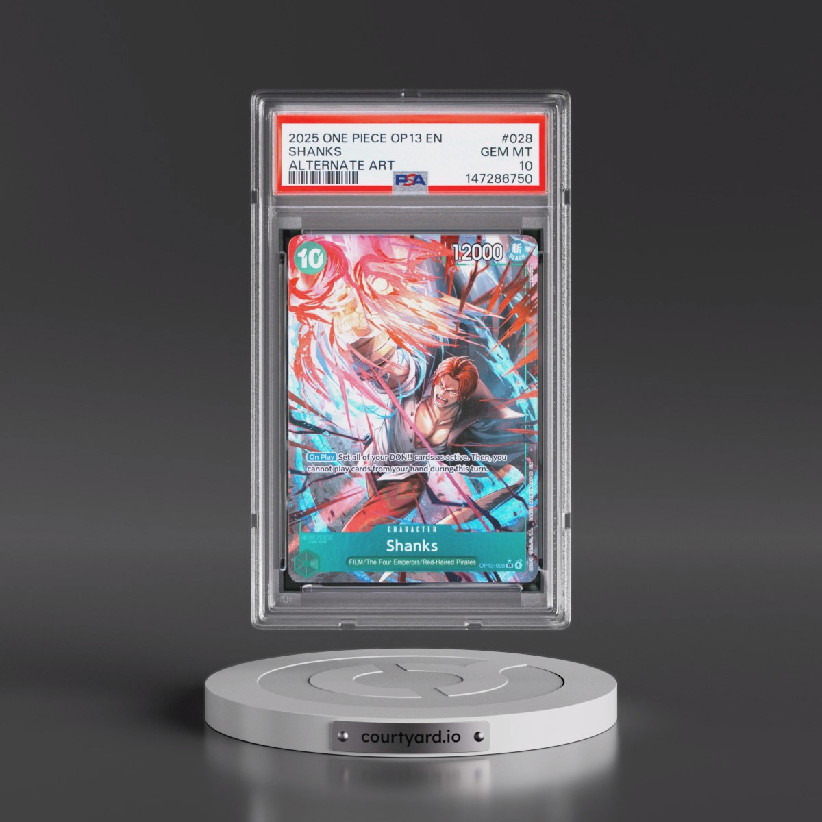2025 One Piece OP13-Carrying on His Will #028 Shanks - Alternate Art (PSA 10 GEM MINT)