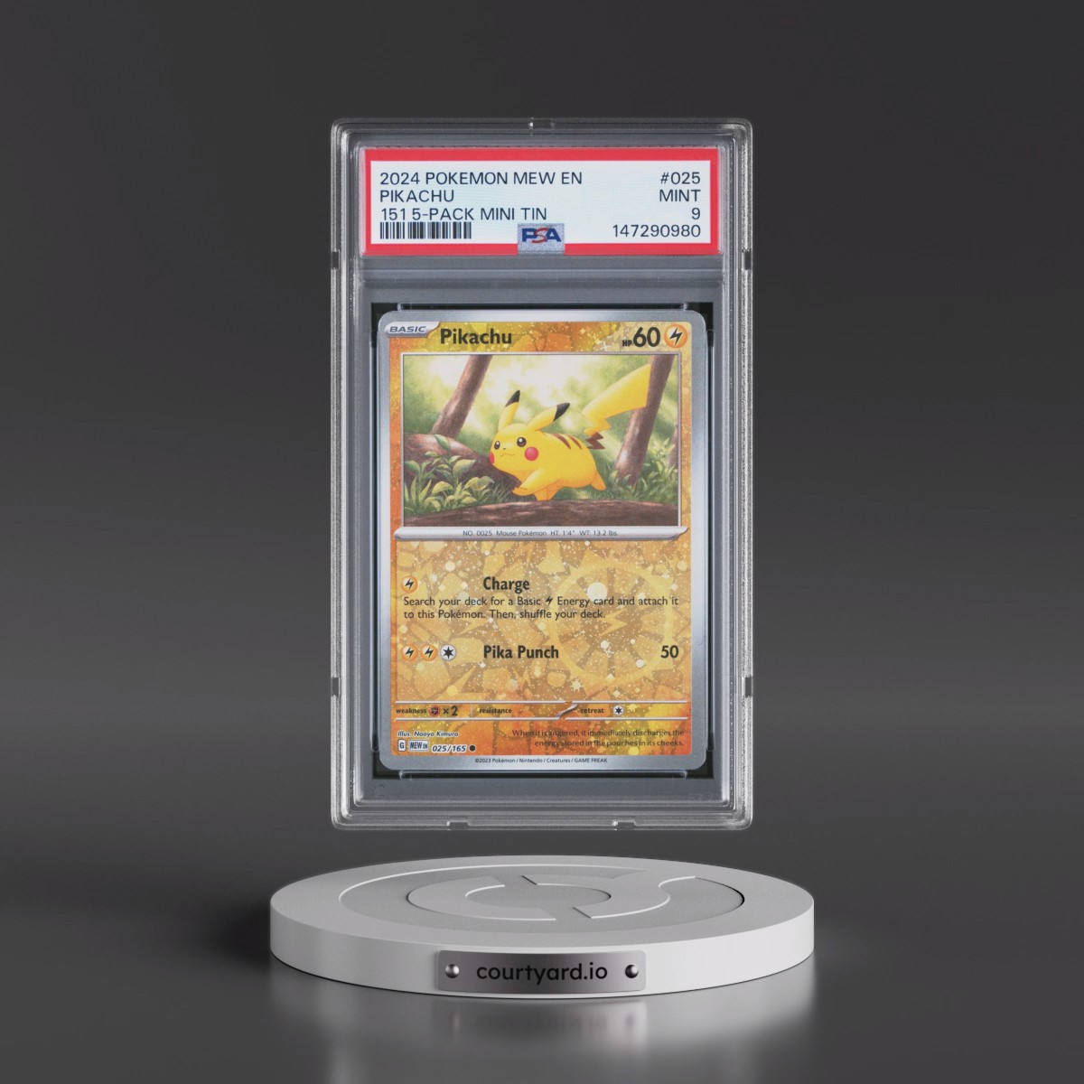 2024 Pokémon Mew EN-151 #025 Pikachu - 151 5-Pack Mini Tin (PSA 9 MINT)