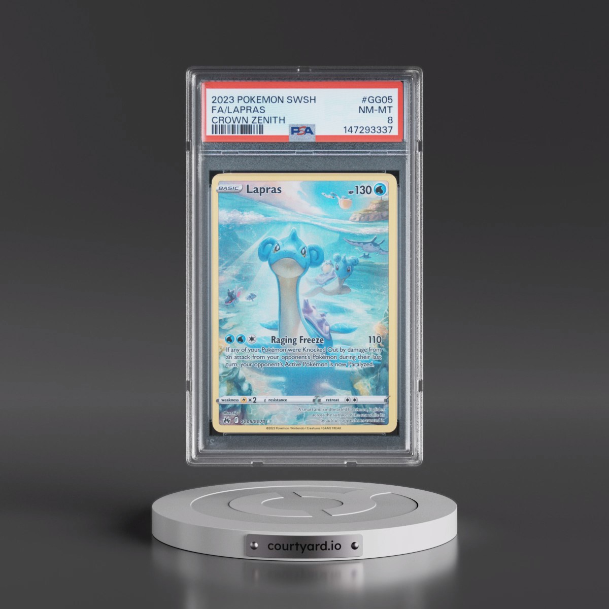 2023 Pokémon Sword and Shield Crown Zenith #GG05 Lapras - Full Art (PSA 8 NM-MT)