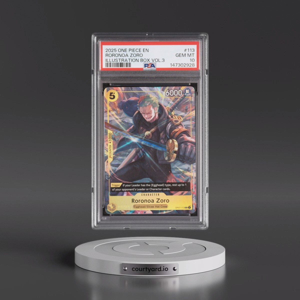 2025 One Piece Promos #113 Roronoa Zoro - Illustration Box Vol.3 (PSA 10 GEM MINT)