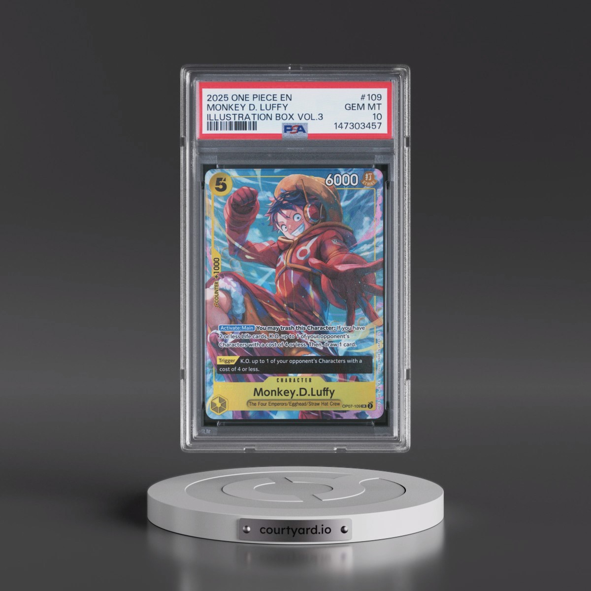 2025 One Piece Promos #109 Monkey D. Luffy - Illustration Box Vol.3 (PSA 10 GEM MINT)