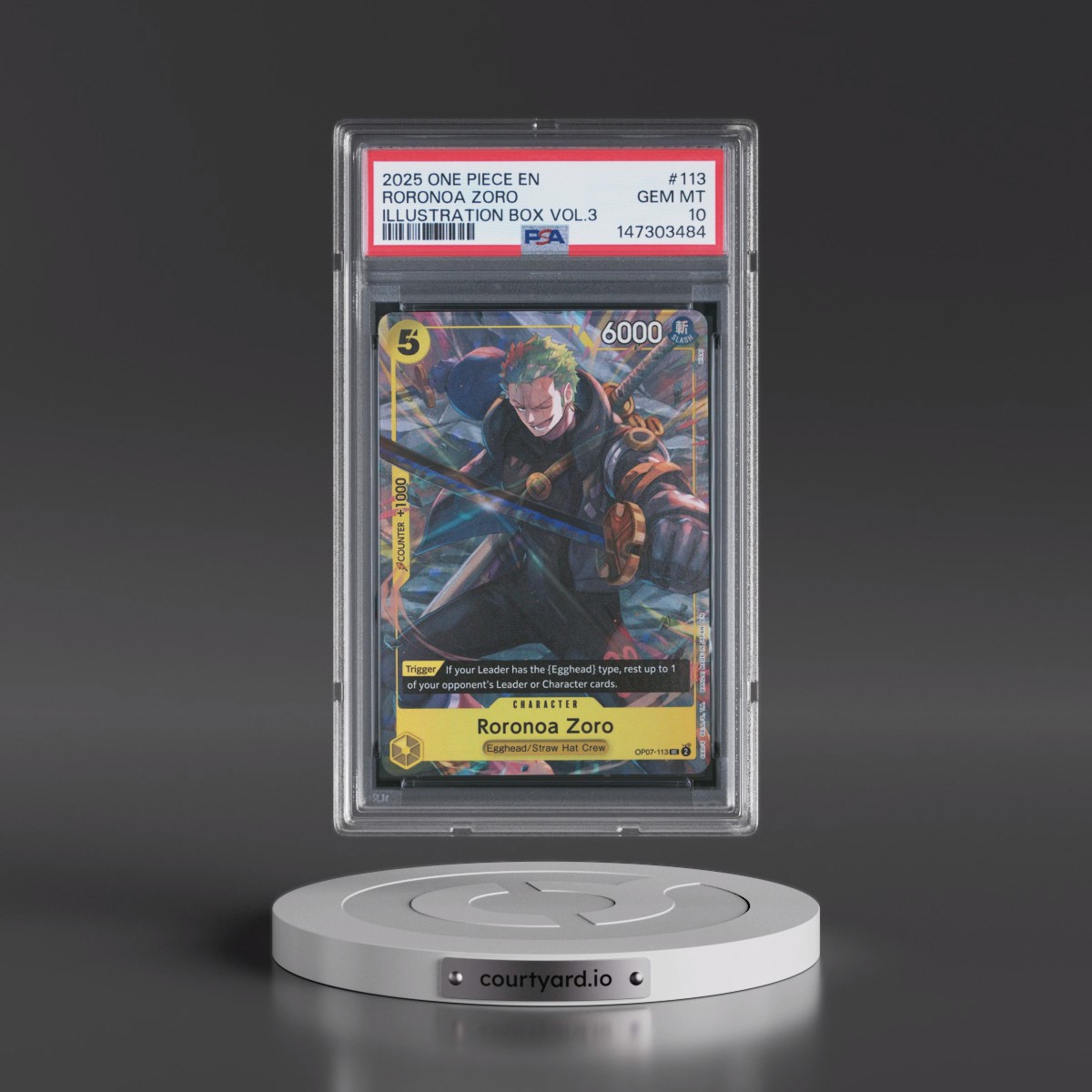 2025 One Piece Promos #113 Roronoa Zoro - Illustration Box Vol.3 (PSA 10 GEM MINT)