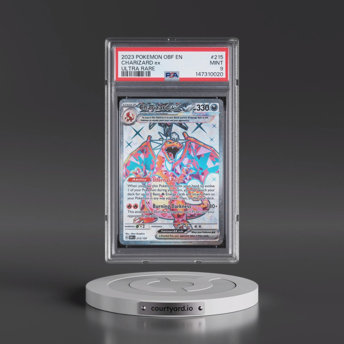 2023 Pokémon Obf EN-Obsidian Flames #215 Charizard EX - Holo Ultra Rare (PSA 9 MINT)