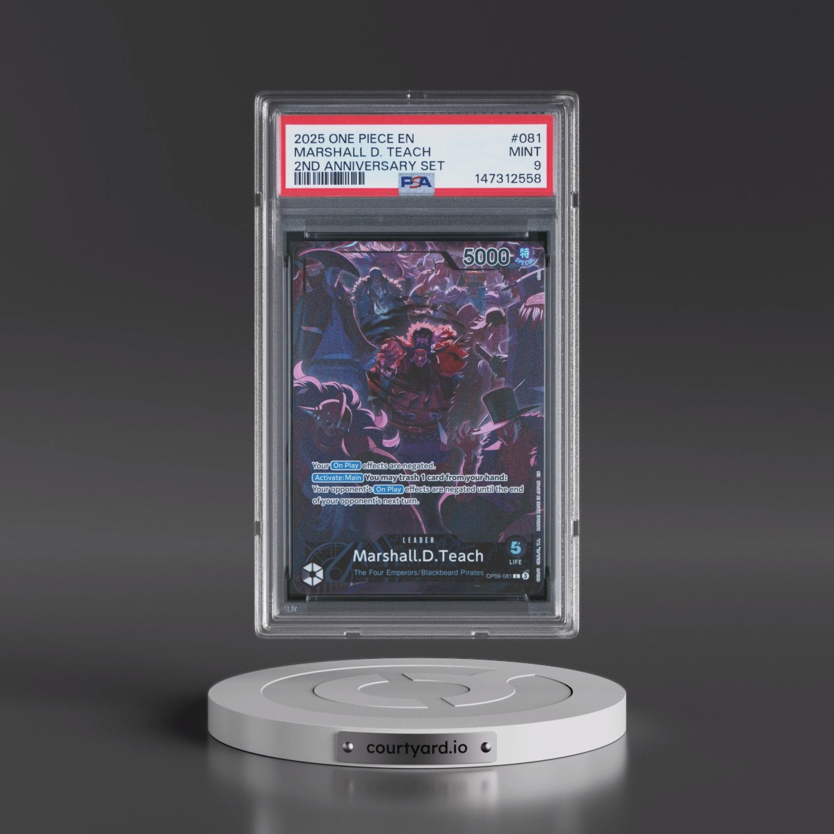2025 One Piece English Version 2nd Anniversary Set #081 Marshall D. Teach (PSA 9 MINT)