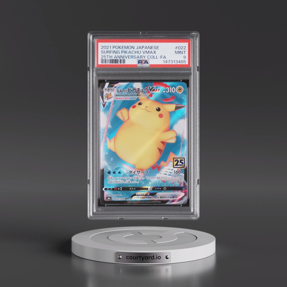 2021 Pokémon 25th Anniversary Collection #022 Surfing Pikachu Vmax - Full Art (PSA 9 MINT)