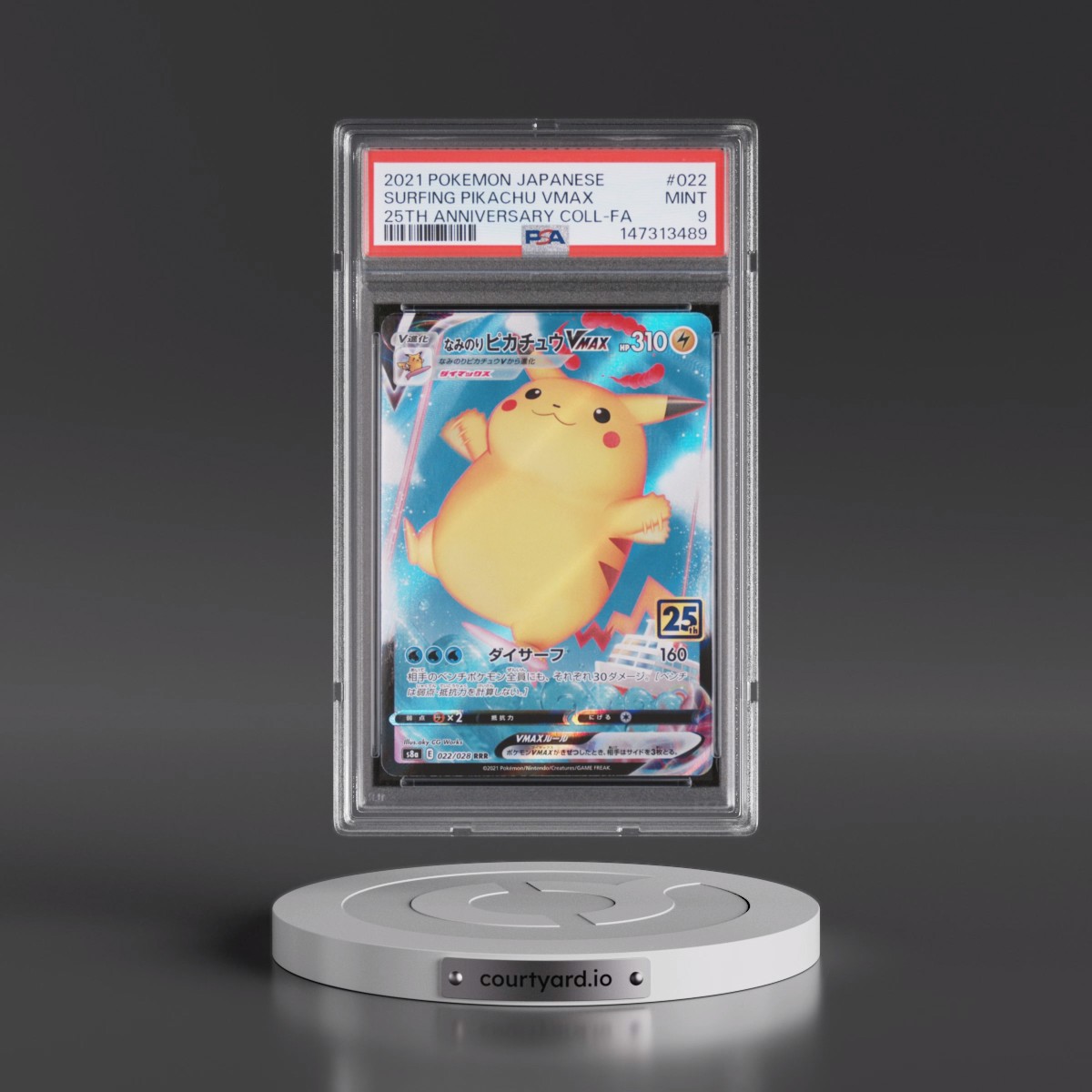 2021 Pokémon 25th Anniversary Collection #022 Surfing Pikachu Vmax - Full Art (PSA 9 MINT)
