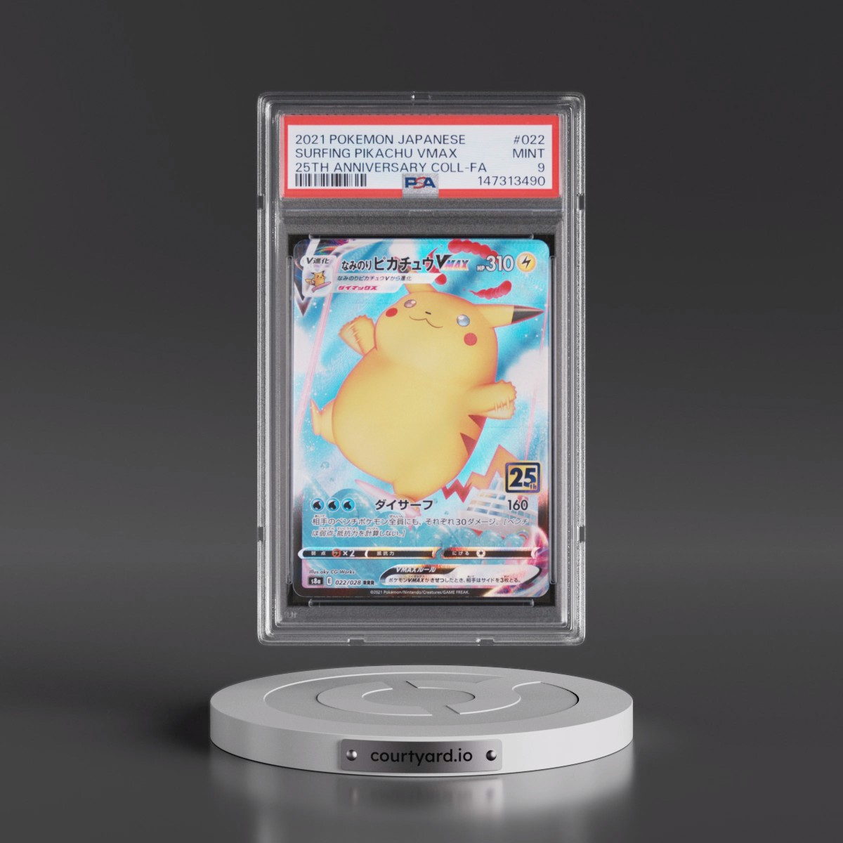 2021 Pokémon 25th Anniversary Collection #022 Surfing Pikachu Vmax - Full Art (PSA 9 MINT)