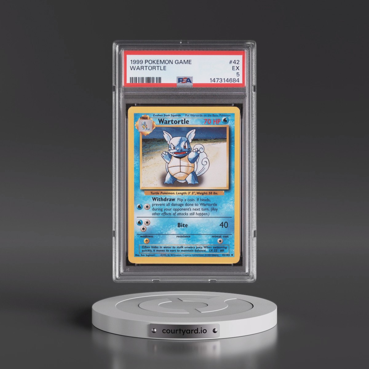 1999 Pokémon Game #42 Wartortle (PSA 5 EX)