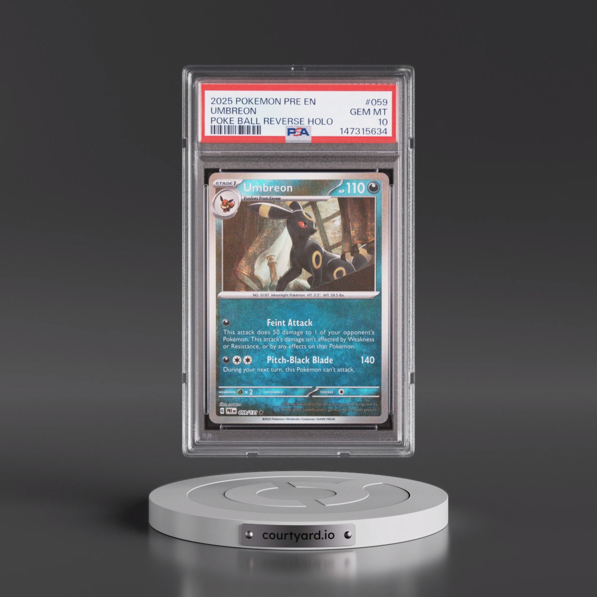 2025 Pokémon Pre EN-Prismatic Evolutions #059 Umbreon - Reverse Holo Poke Ball (PSA 10 GEM MINT)