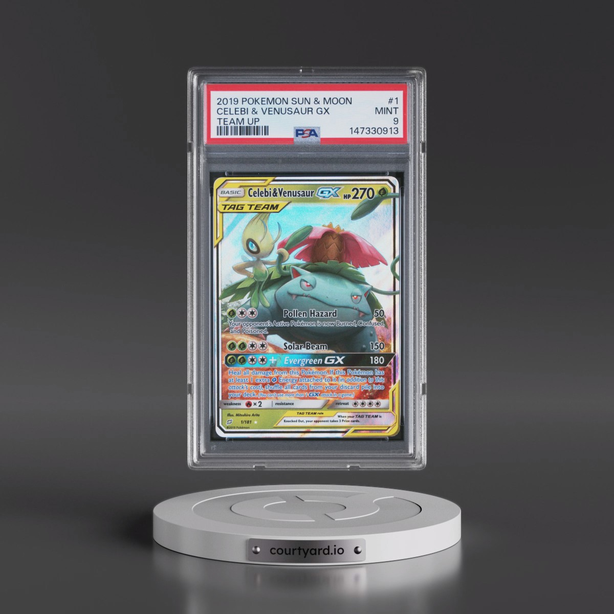 2019 Pokémon Sun & Moon Team Up #1 Celebi & Venusaur GX - Holo (PSA 9 MINT)