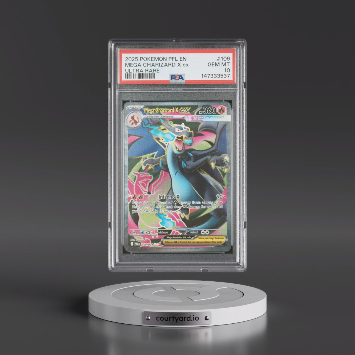 2025 Pokémon Pfl EN-Phantasmal Flames #109 Mega Charizard X EX - Holo Ultra Rare (PSA 10 GEM MINT)