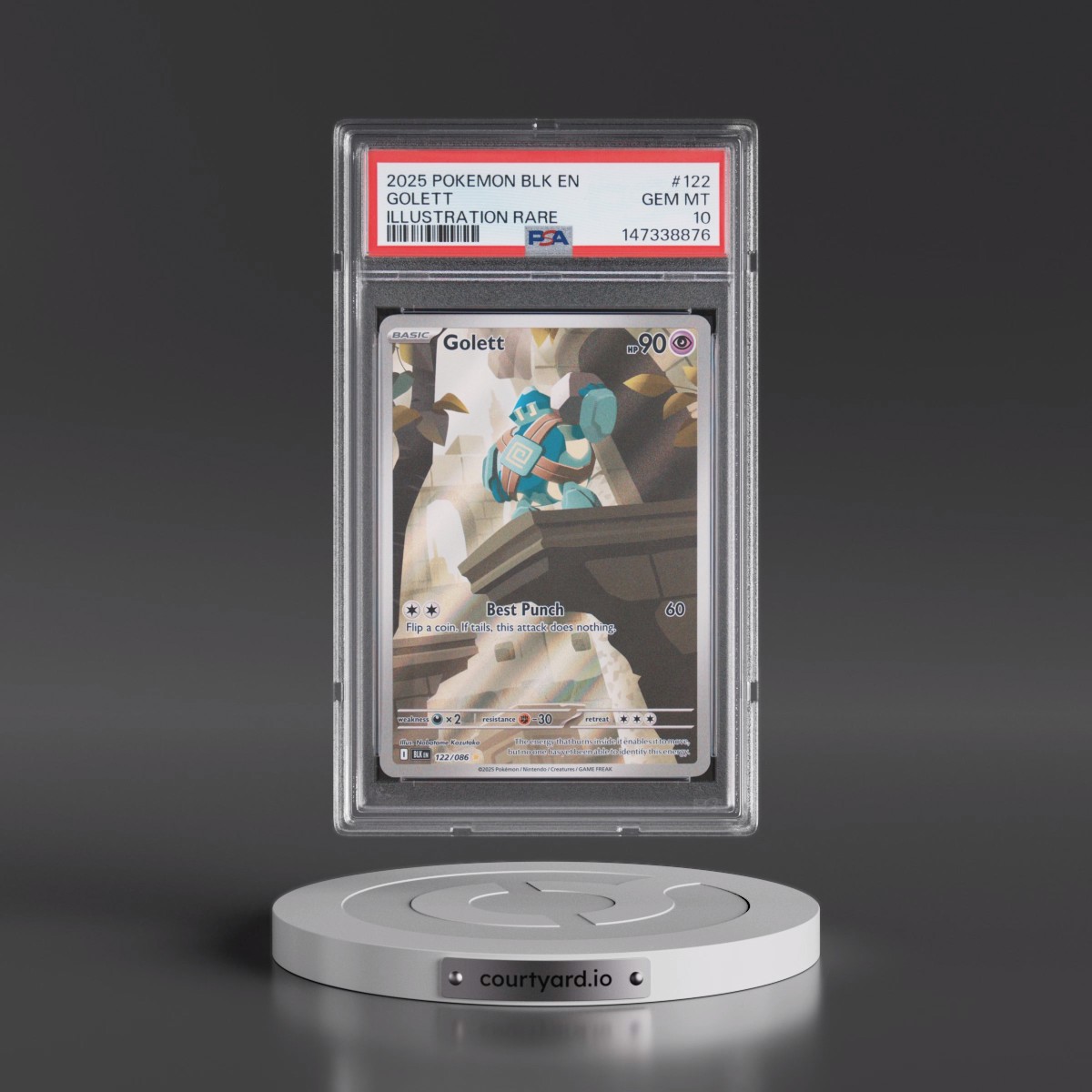 2025 Pokémon Blk EN-Black Bolt #122 Golett - Illustration Rare (PSA 10 GEM MINT)