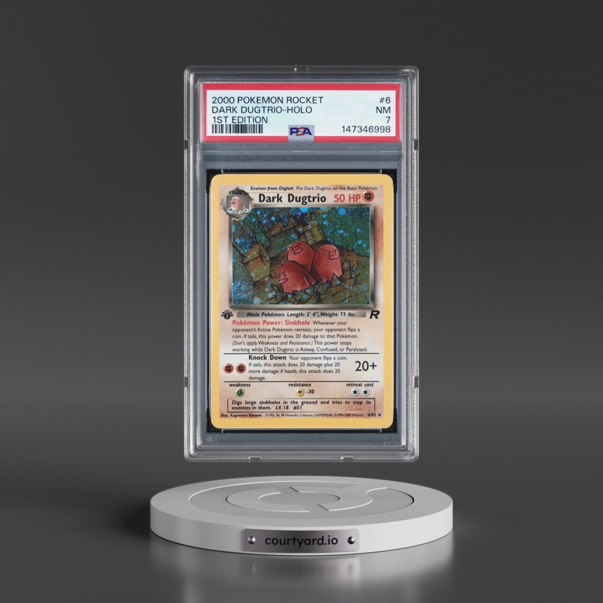 2000 Pokémon Rocket Dark Dugtrio - 1st Edition Holo #6 PSA 7