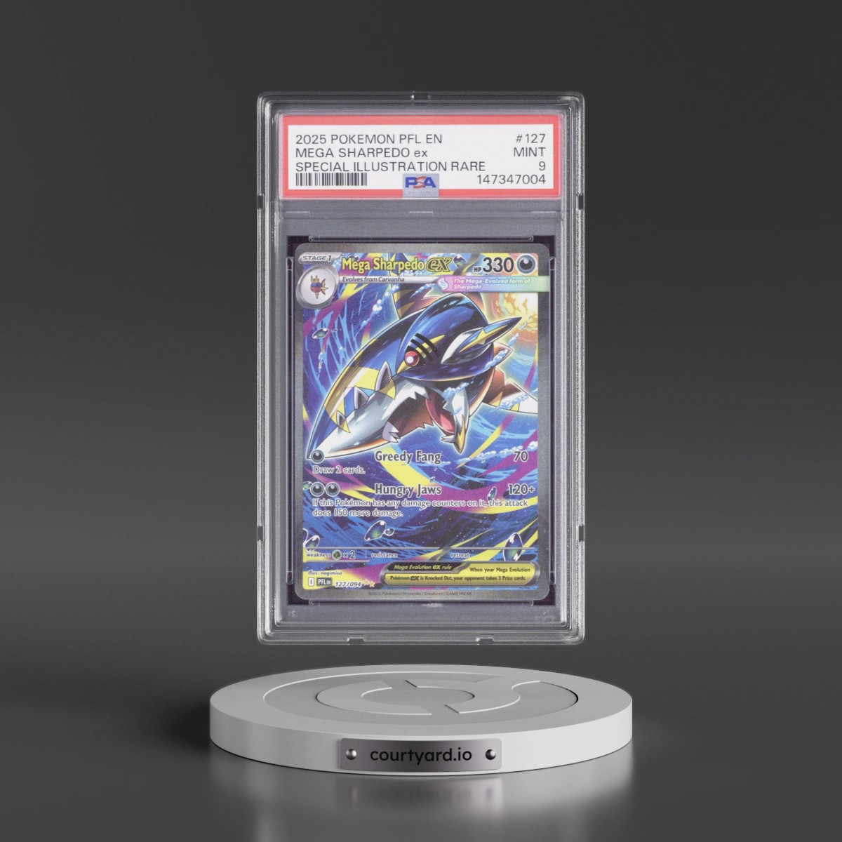 2025 Pokémon Pfl EN-Phantasmal Flames #127 Mega Sharpedo EX - Holo Special Illustration Rare (PSA 9 MINT)