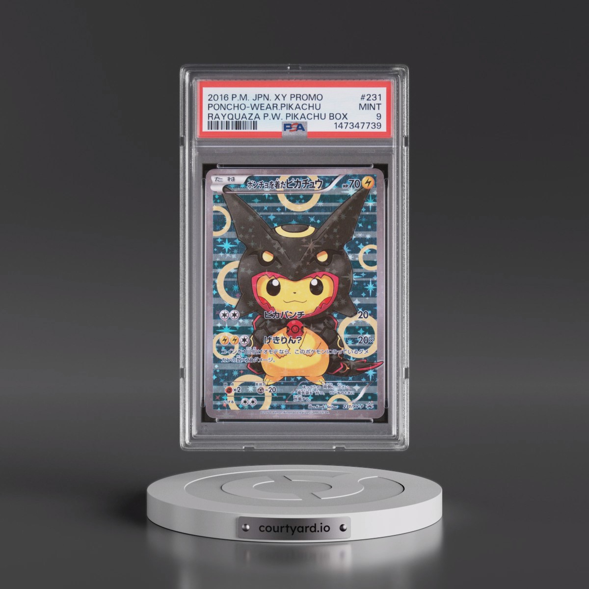 2016 Pokémon XY Promo #231 Poncho-Wearing Pikachu - Rayquaza Poncho-Wearing Pikachu Box (PSA 9 MINT)