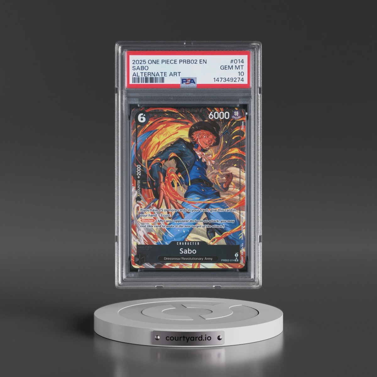 2025 One Piece PRB02-Premium Booster -One Piece Card the Best- Vol.2 #014 Sabo - Alternate Art (PSA 10 GEM MINT)