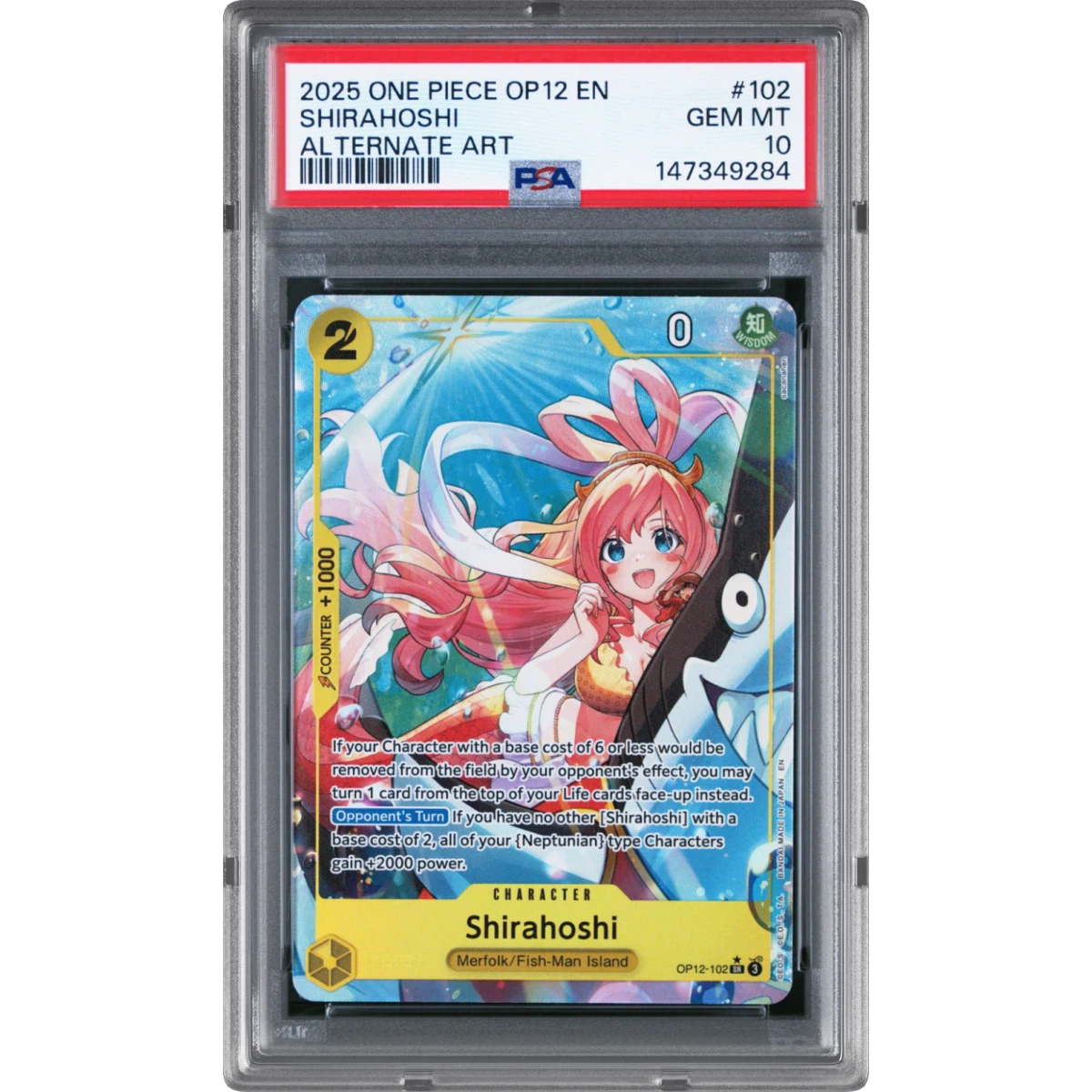 2025 One Piece OP12-Legacy of the Master #102 Shirahoshi - Alternate Art (PSA 10 GEM MINT)