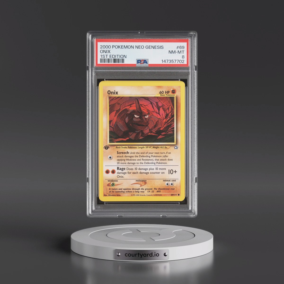 2000 Pokémon Neo Genesis #69 Onix - 1st Edition (PSA 8 NM-MT)