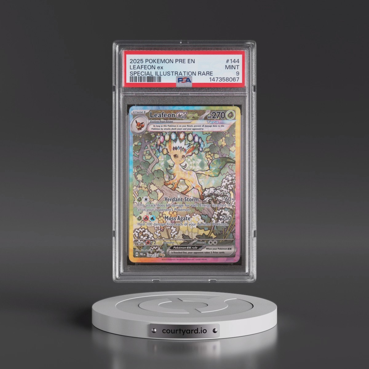 2025 Pokémon Pre EN-Prismatic Evolutions #144 Leafeon EX - Holo Special Illustration Rare (PSA 9 MINT)