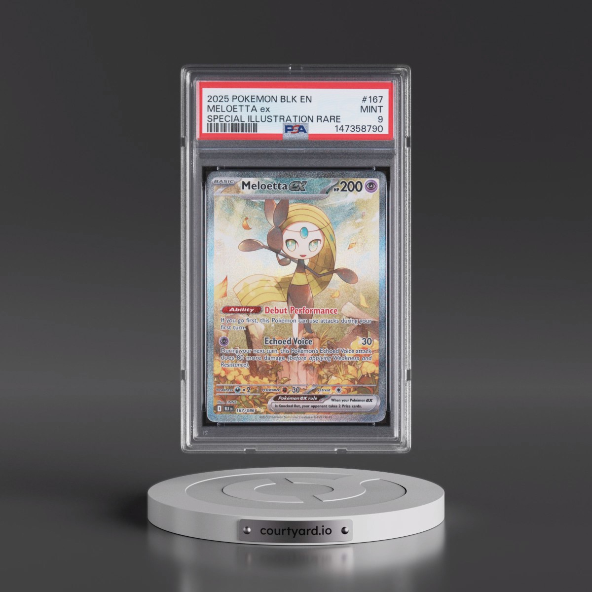 2025 Pokémon Blk EN-Black Bolt #167 Meloetta EX - Holo Special Illustration Rare (PSA 9 MINT)