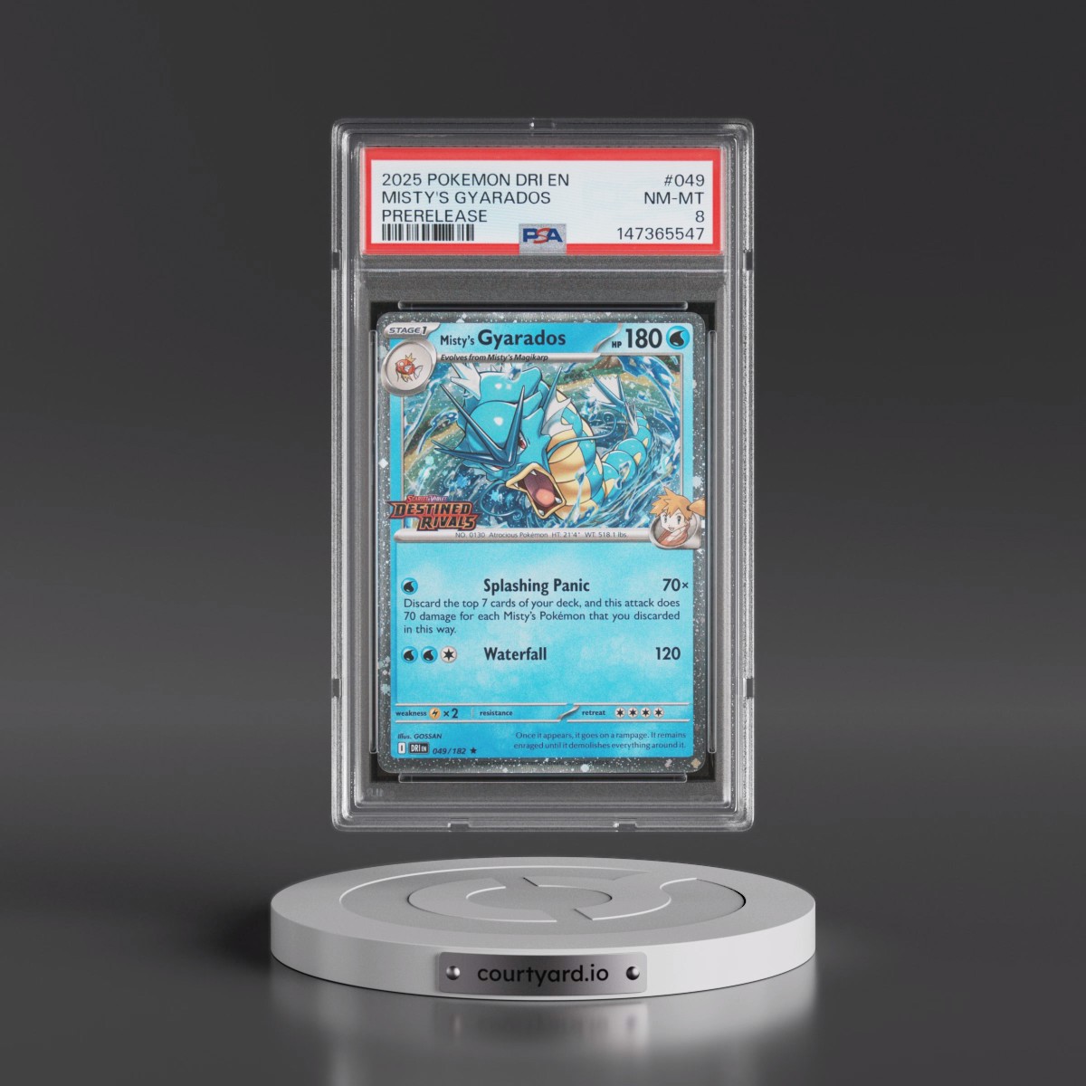 2025 Pokémon Dri EN-Destined Rivals #049 Misty's Gyarados - Prerelease (PSA 8 NM-MT)