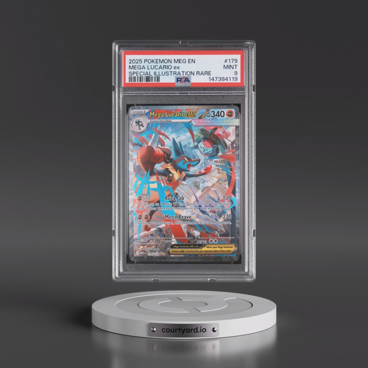 2025 Pokémon Meg EN-Mega Evolution #179 Mega Lucario EX - Holo Special Illustration Rare (PSA 9 MINT)