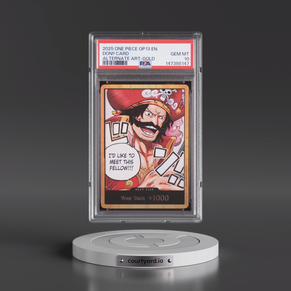 2025 One Piece OP13-Carrying on His Will Don!! Card - Alternate Art-Gold PSA 10