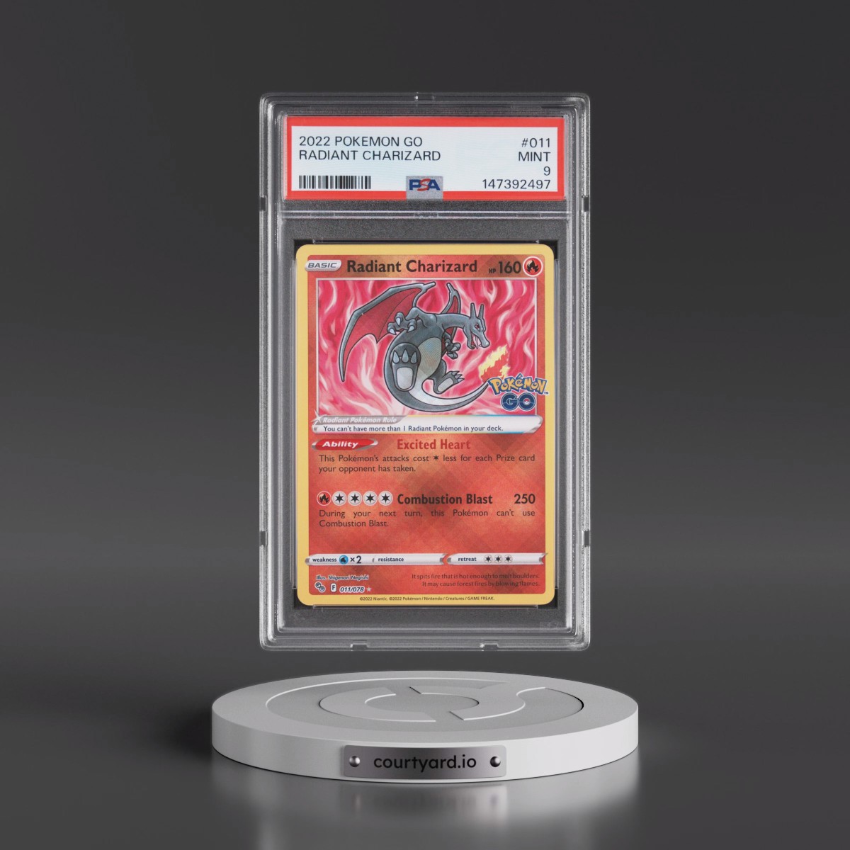 2022 Pokémon Go #011 Radiant Charizard - Holo (PSA 9 MINT)