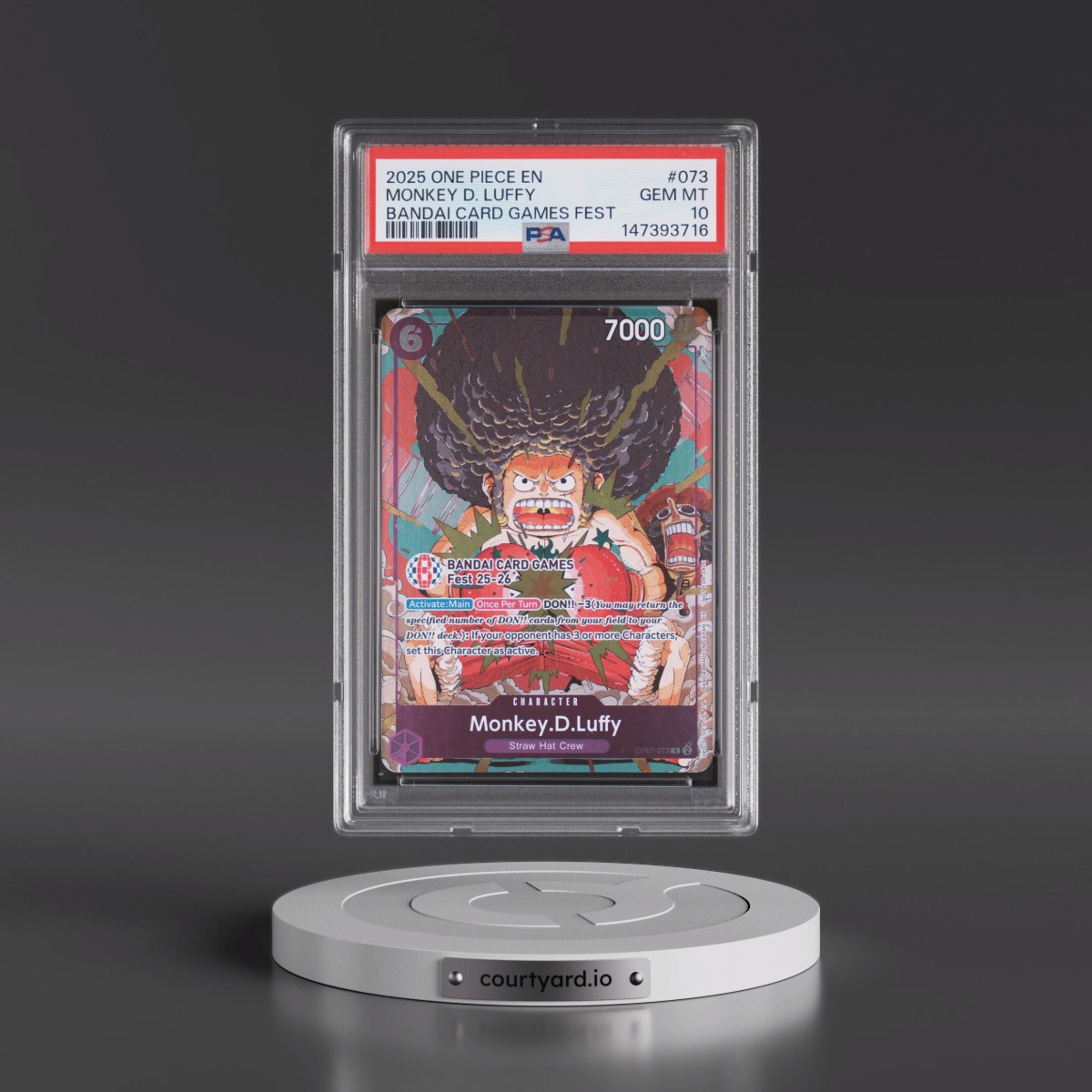 2025 One Piece Promos #073 Monkey D. Luffy - Bandai Card Games Fest (PSA 10 GEM MINT)