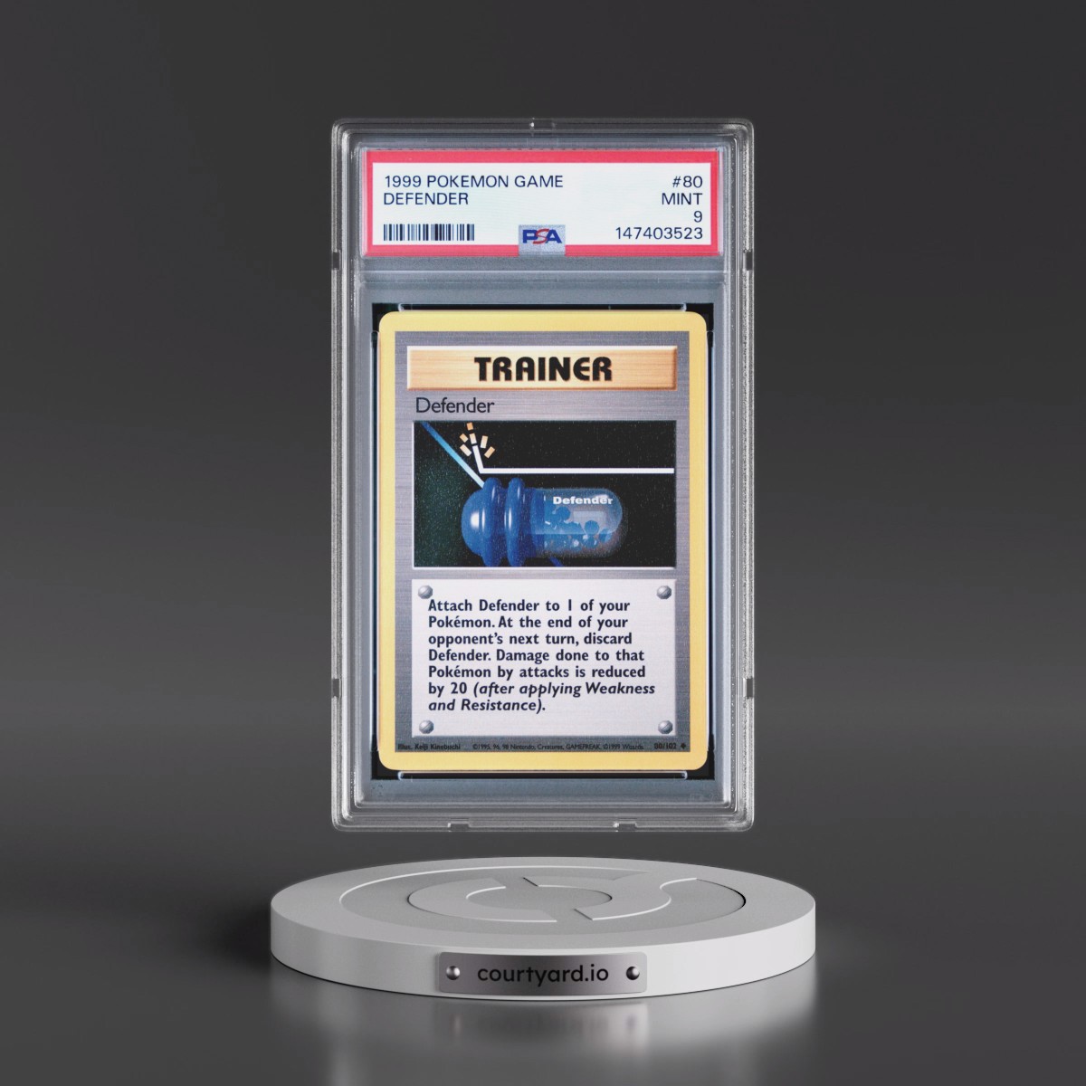 1999 Pokémon Game #80 Defender (PSA 9 MINT)