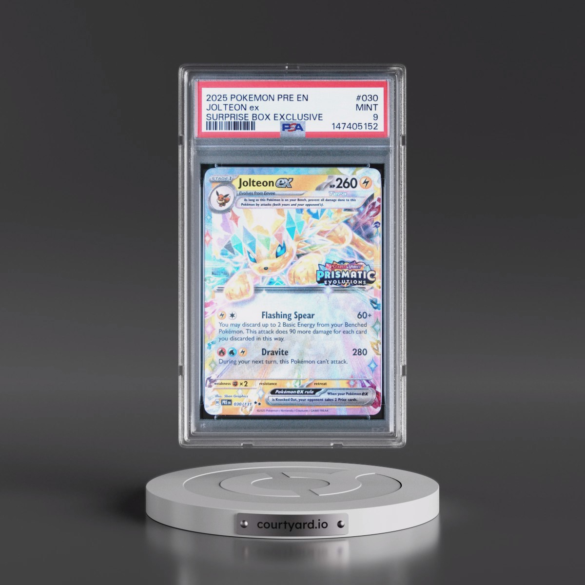 2025 Pokémon Pre EN-Prismatic Evolutions #030 Jolteon EX - Holo Surprise Box Exclusive (PSA 9 MINT)