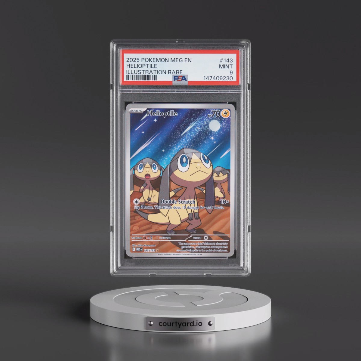 2025 Pokémon Meg EN-Mega Evolution #143 Helioptile - Illustration Rare (PSA 9 MINT)
