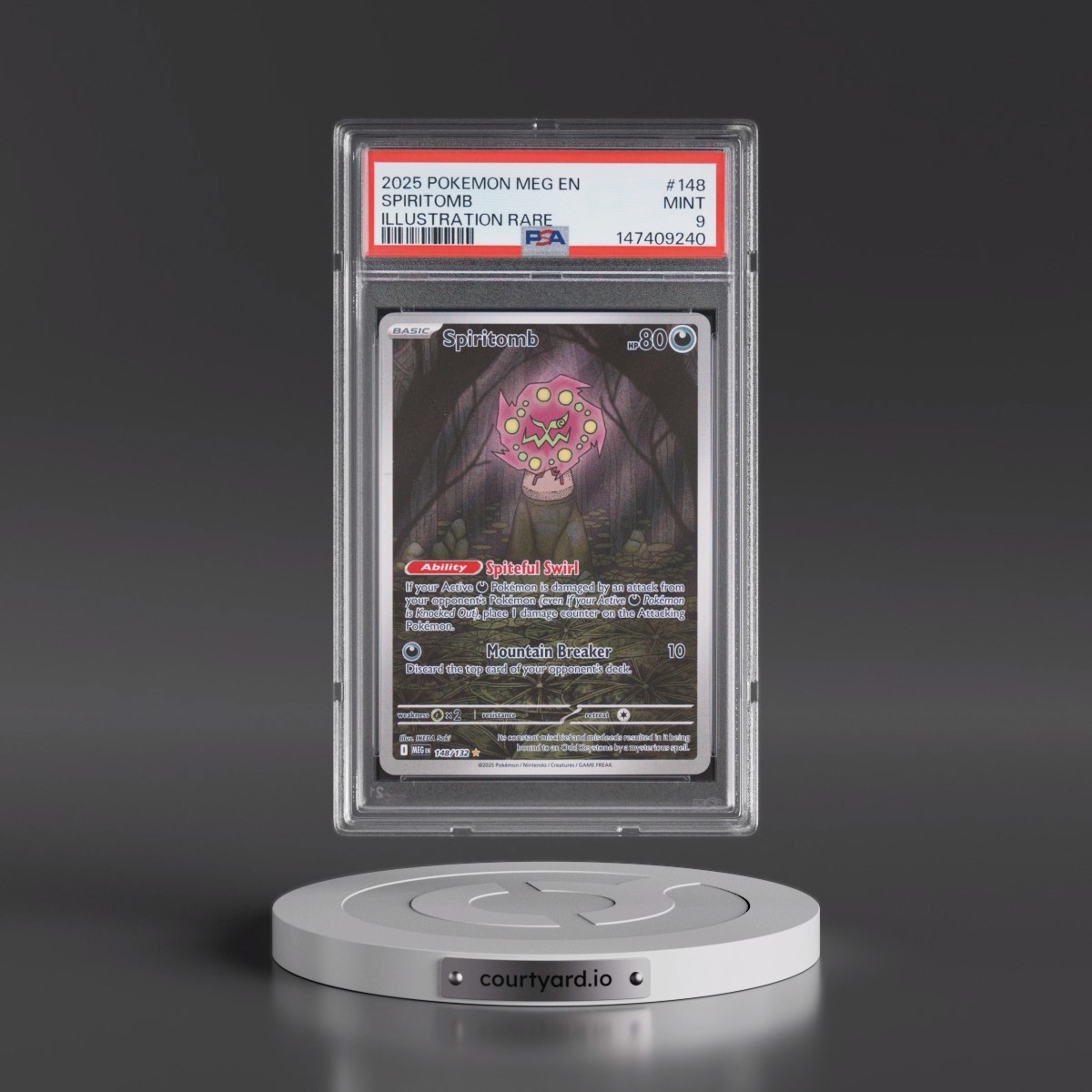 2025 Pokémon Meg EN-Mega Evolution #148 Spiritomb - Illustration Rare (PSA 9 MINT)