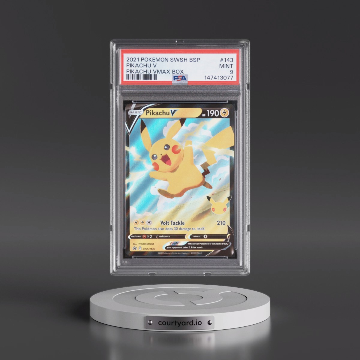 2021 Pokémon Swsh Black Star Promo #143 Pikachu V - Holo Pikachu Vmax Box (PSA 9 MINT)