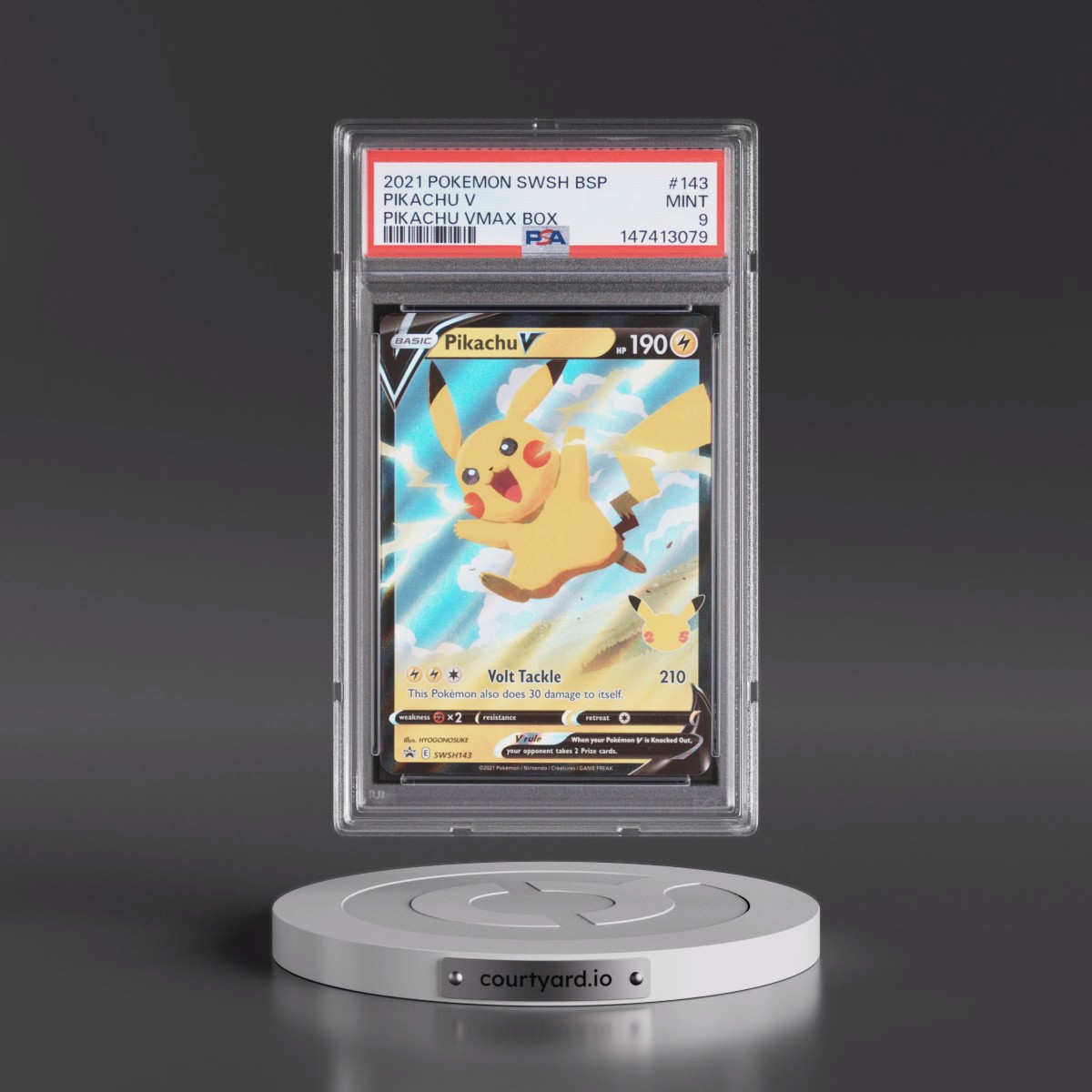 2021 Pokémon Swsh Black Star Promo #143 Pikachu V - Holo Pikachu Vmax Box (PSA 9 MINT)