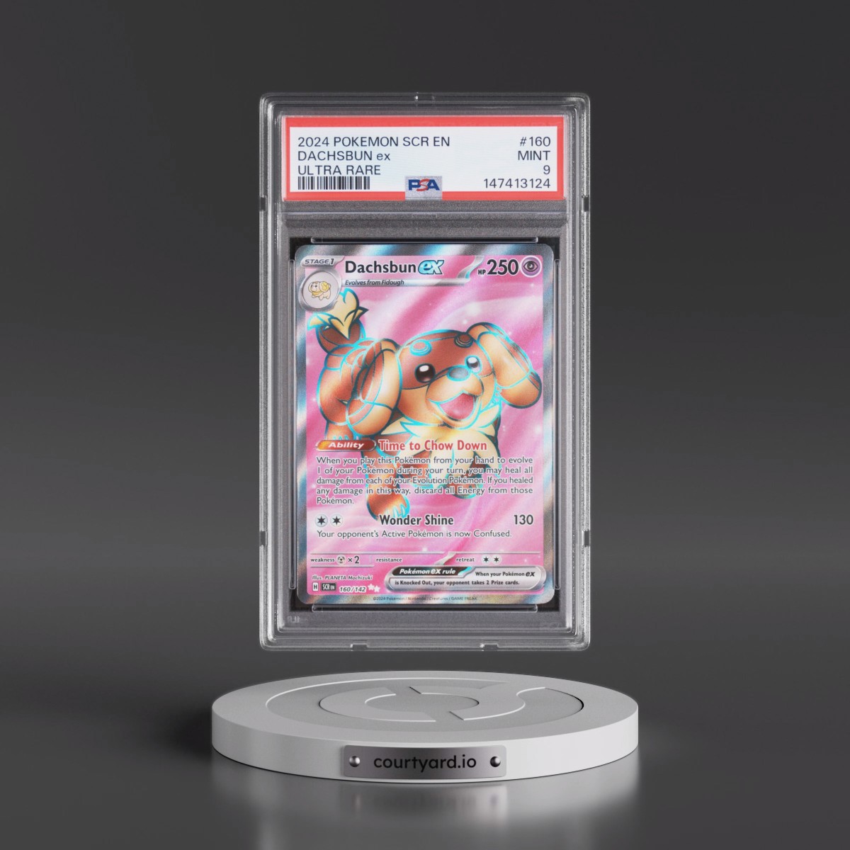 2024 Pokémon Scr EN-Stellar Crown #160 Dachsbun EX - Holo Ultra Rare (PSA 9 MINT)