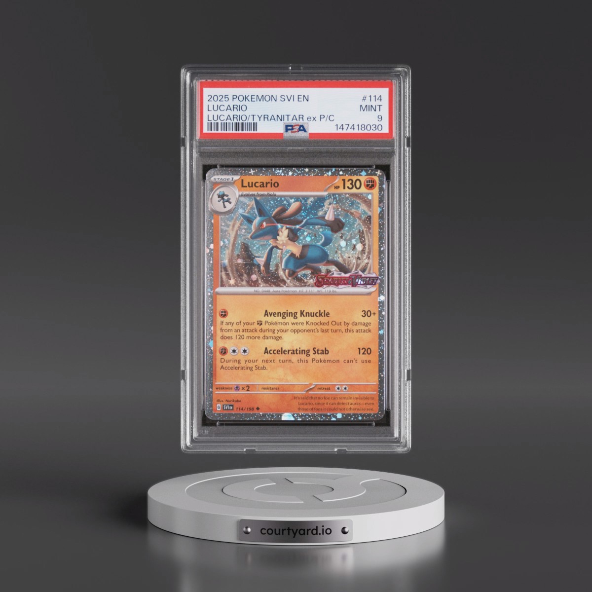 2025 Pokémon Svi EN-Scarlet & Violet #114 Lucario - Lucario EX & Tyranitar EX Premium Collection (PSA 9 MINT)
