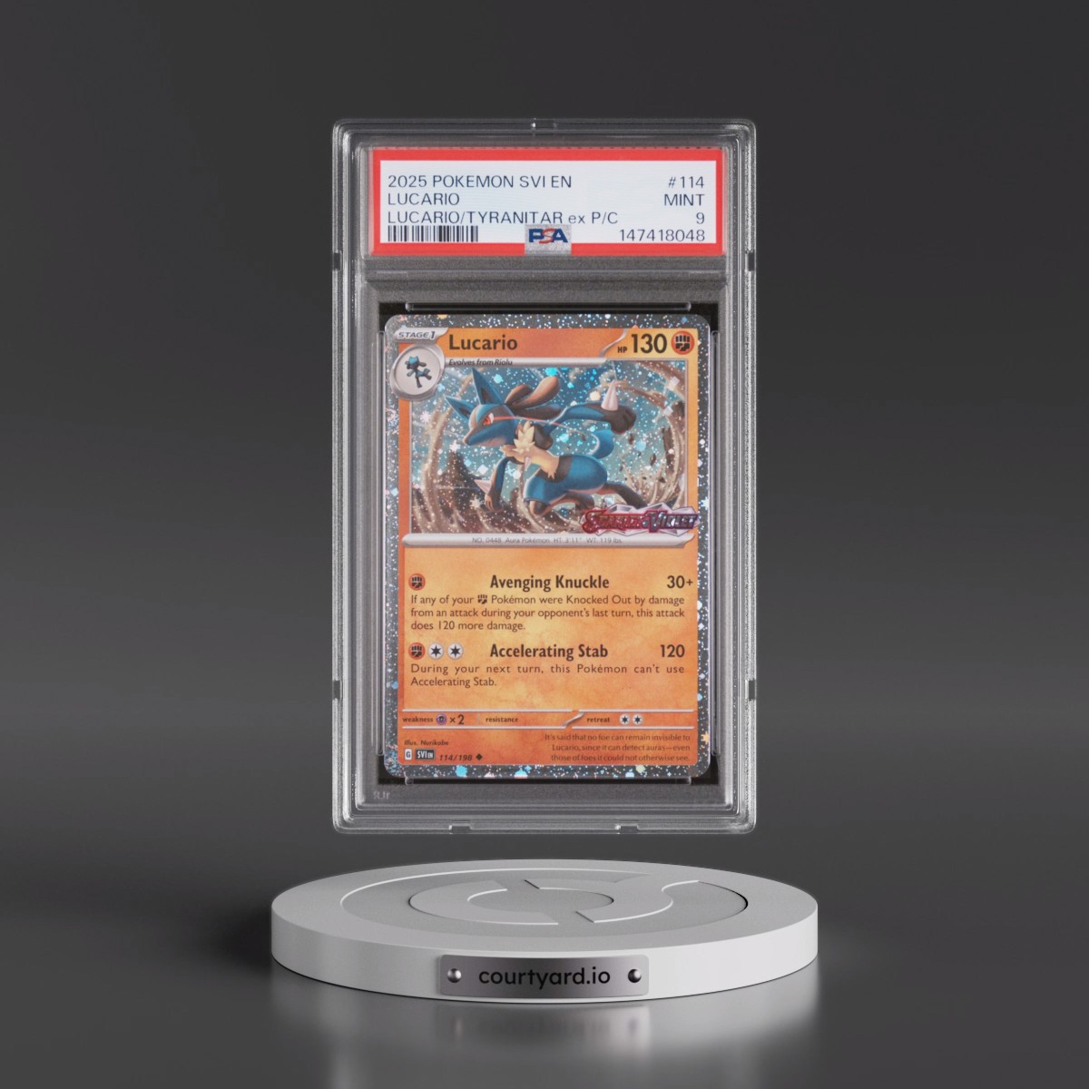 2025 Pokémon Svi EN-Scarlet & Violet #114 Lucario - Lucario EX & Tyranitar EX Premium Collection (PSA 9 MINT)