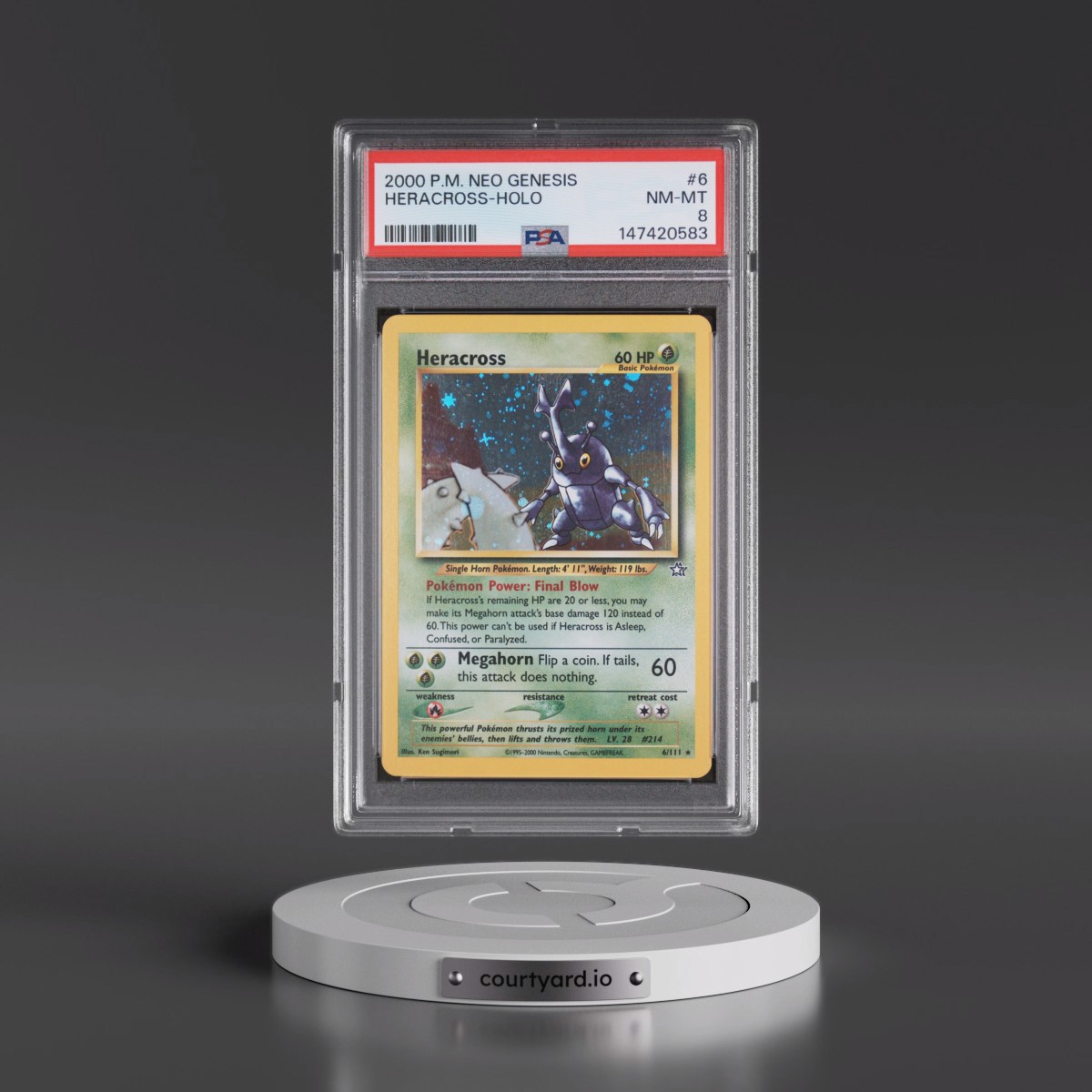 2000 Pokémon Neo Genesis #6 Heracross - Holo (PSA 8 NM-MT)