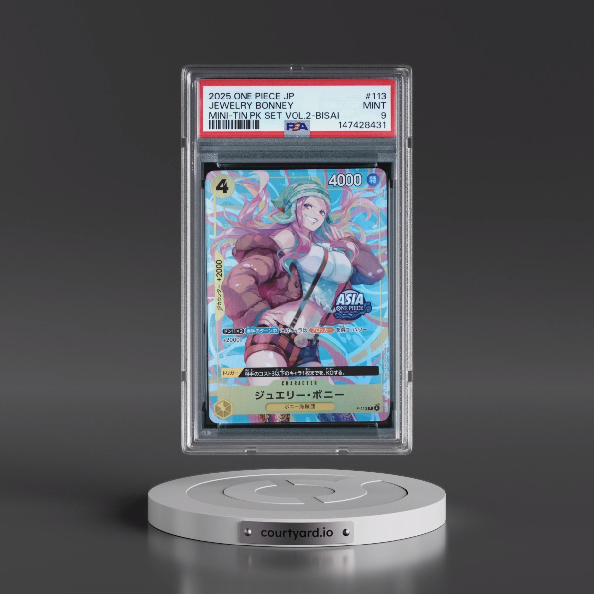 2025 One Piece Japanese Mini-Tin Pack Set Vol.2 #113 Jewelry Bonney - Bisai (PSA 9 MINT)