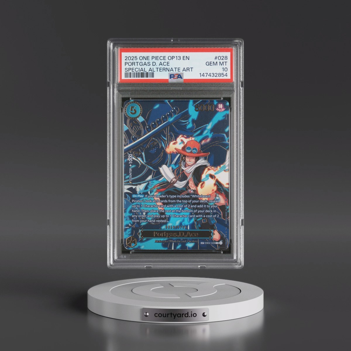 2025 One Piece OP13-Carrying on His Will #028 Portgas D. Ace - Special Alternate Art (PSA 10 GEM MINT)