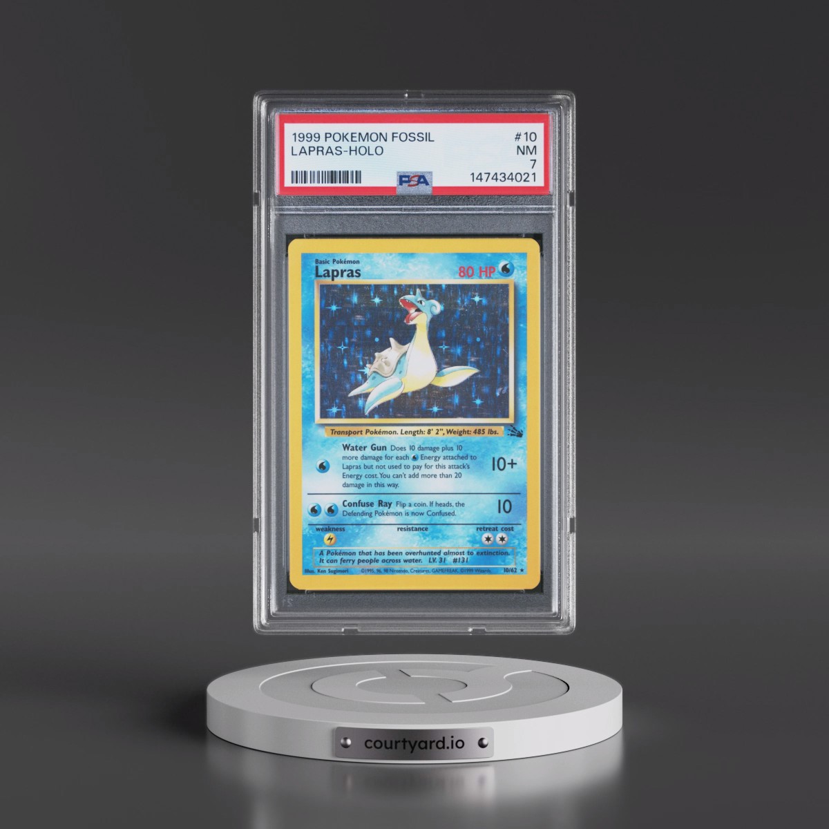1999 Pokémon Fossil #10 Lapras - Holo (PSA 7 NM)