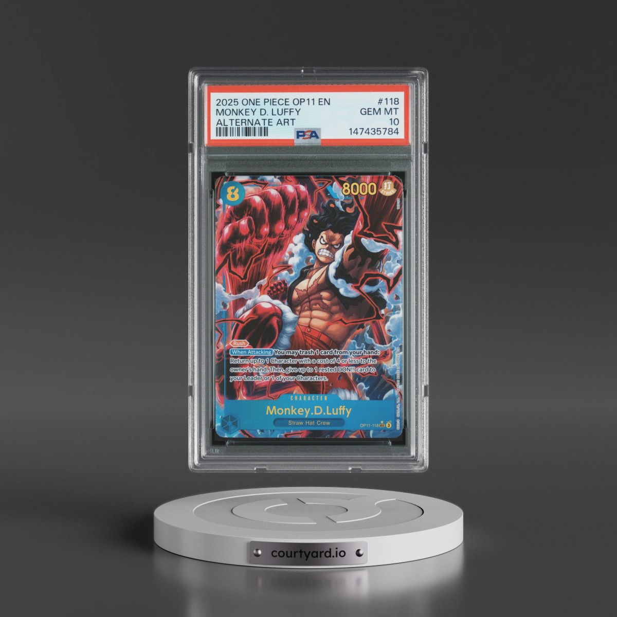 2025 One Piece OP11-A Fist of Divine Speed #118 Monkey D. Luffy - Alternate Art (PSA 10 GEM MINT)