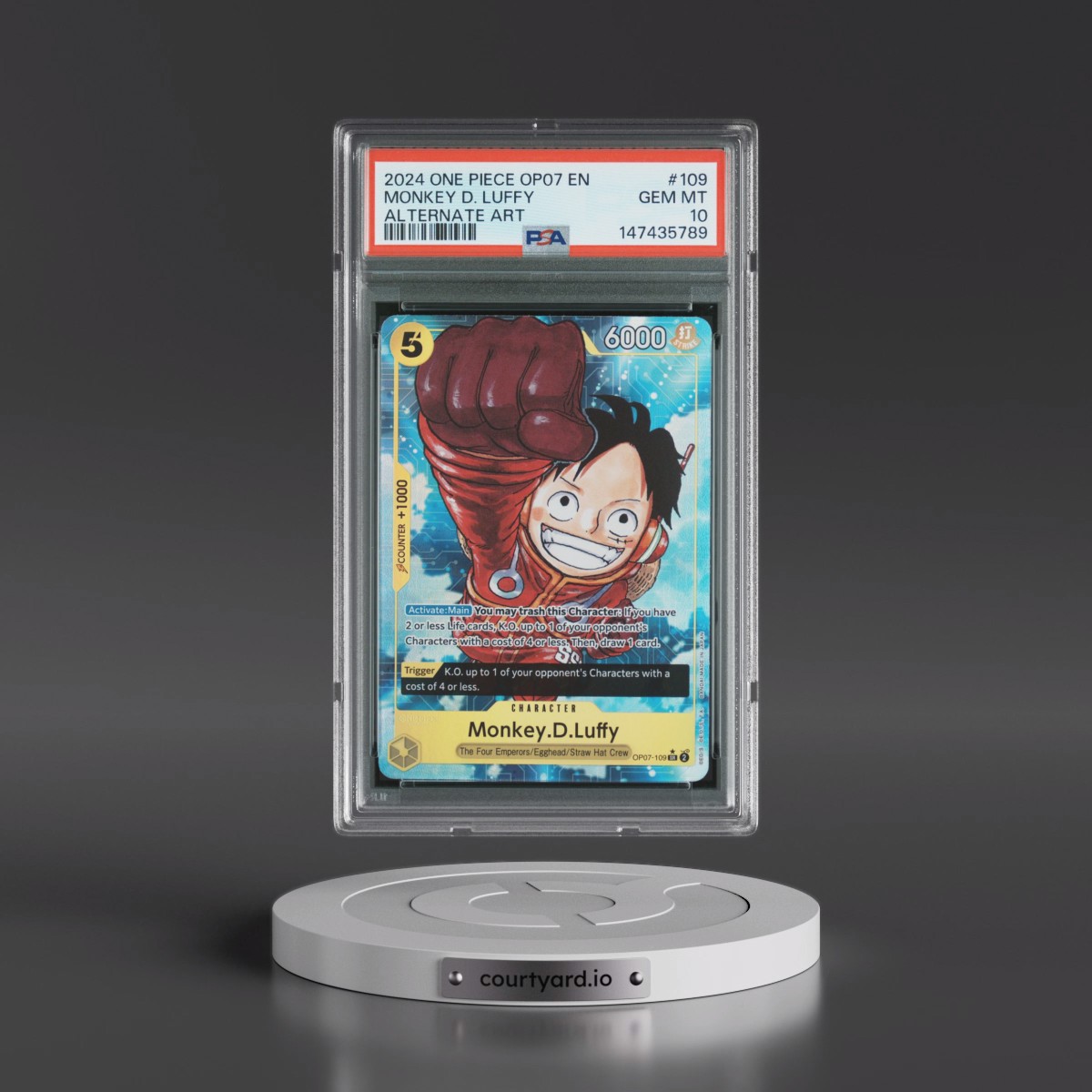 2024 One Piece OP07-500 Years in the Future #109 Monkey D. Luffy - Alternate Art (PSA 10 GEM MINT)
